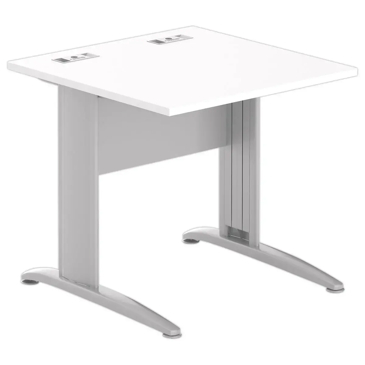 Table 80 x 80 blanc - pieds aluminium