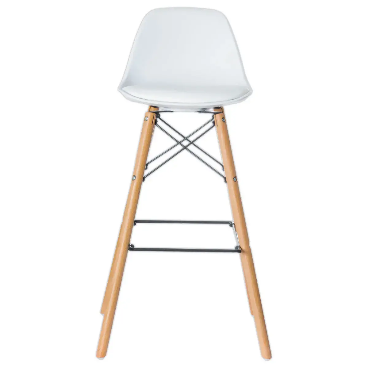 2 Tabourets STEELWOOD pied hêtre assise blanche montés