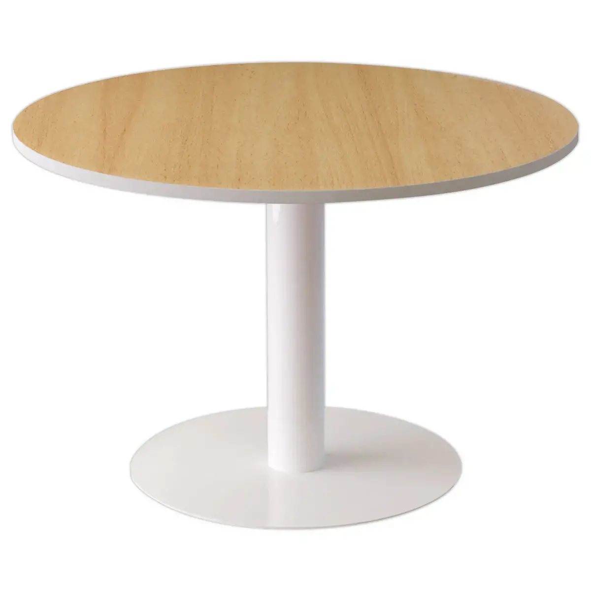 Table EASYDESK ronde &Oslash;115cm pied blancplateau h&ecirc;tre 