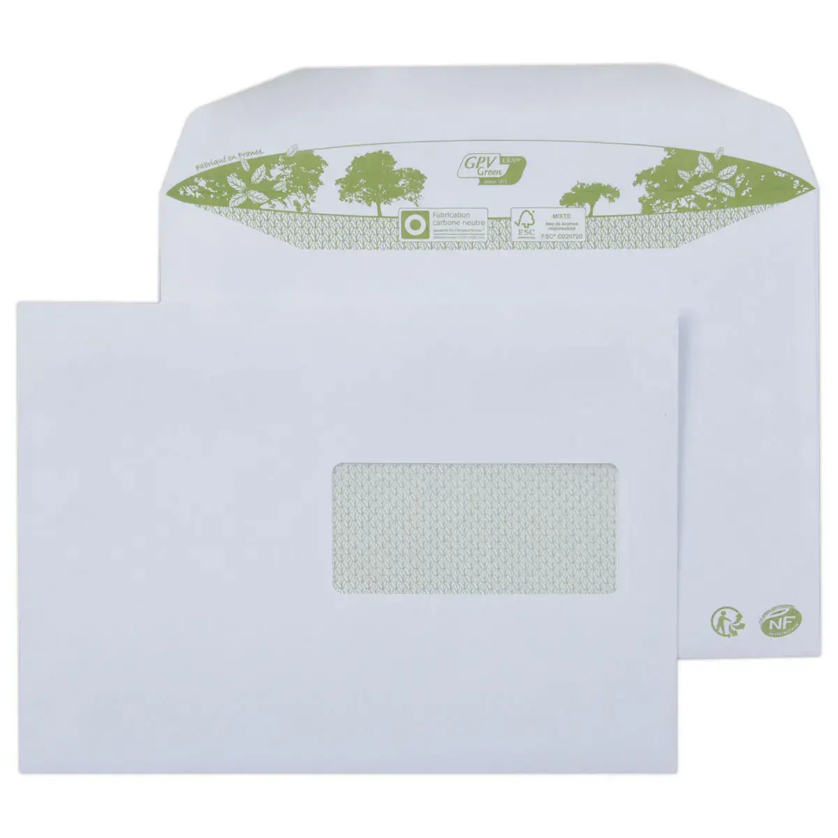 500 Enveloppes blanches - 162x229 mm - fenêtre - GPV