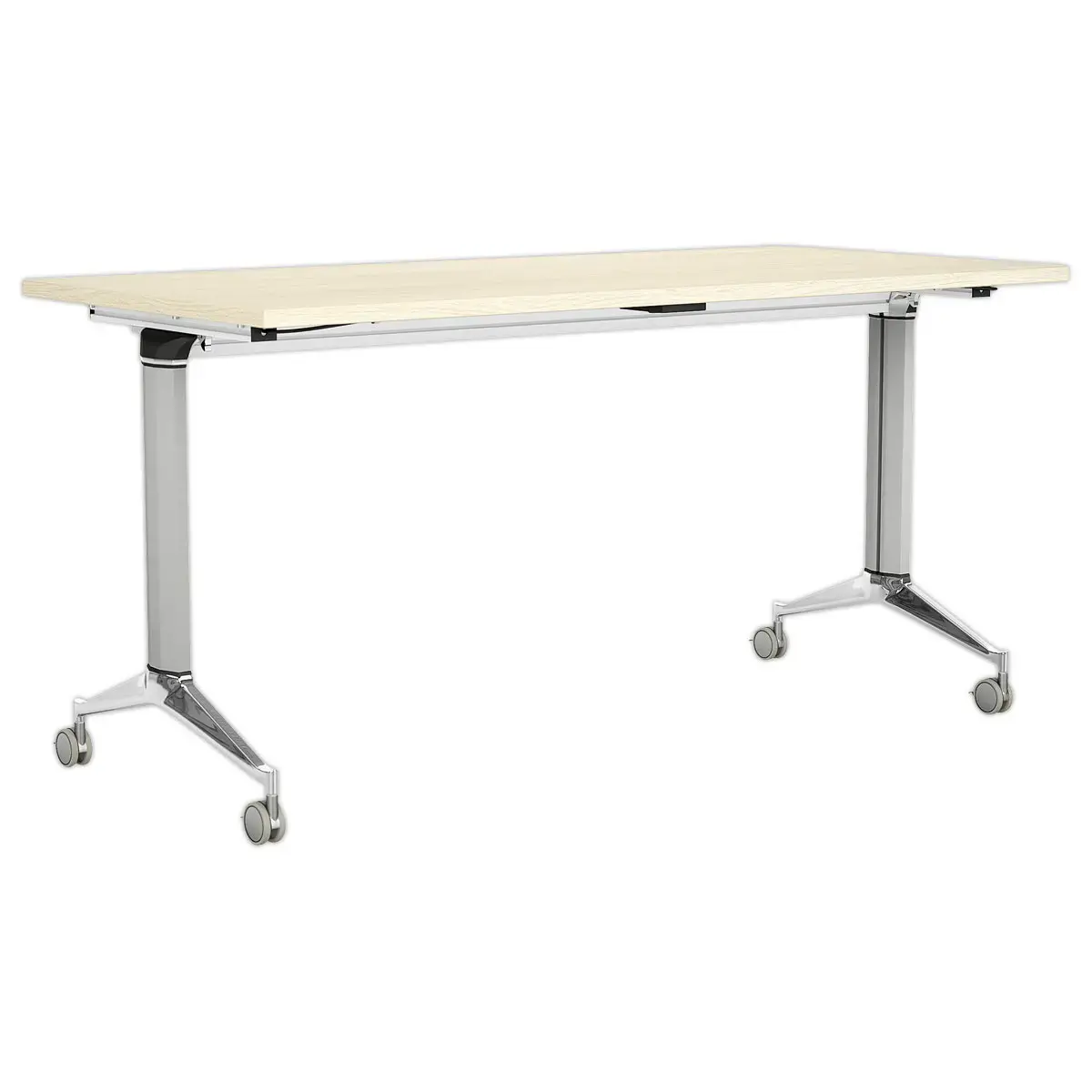 Table rabattable avec roulettes - 150x70 - Hêtre/alu