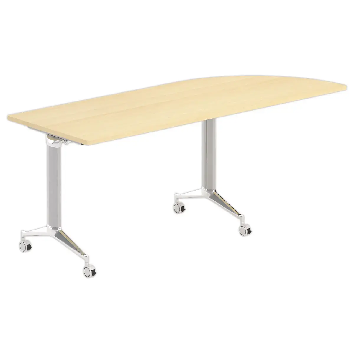 Table rabattable avec roulettes - 190 x 70 cm - H&ecirc;tre et alu - Angle &agrave; gauche 