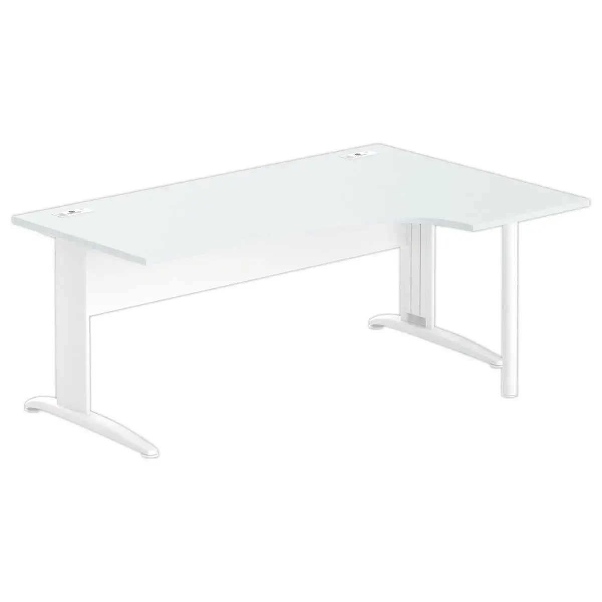 Bureau BUENOS AIRES compact retour à droite gris/blanc, L180