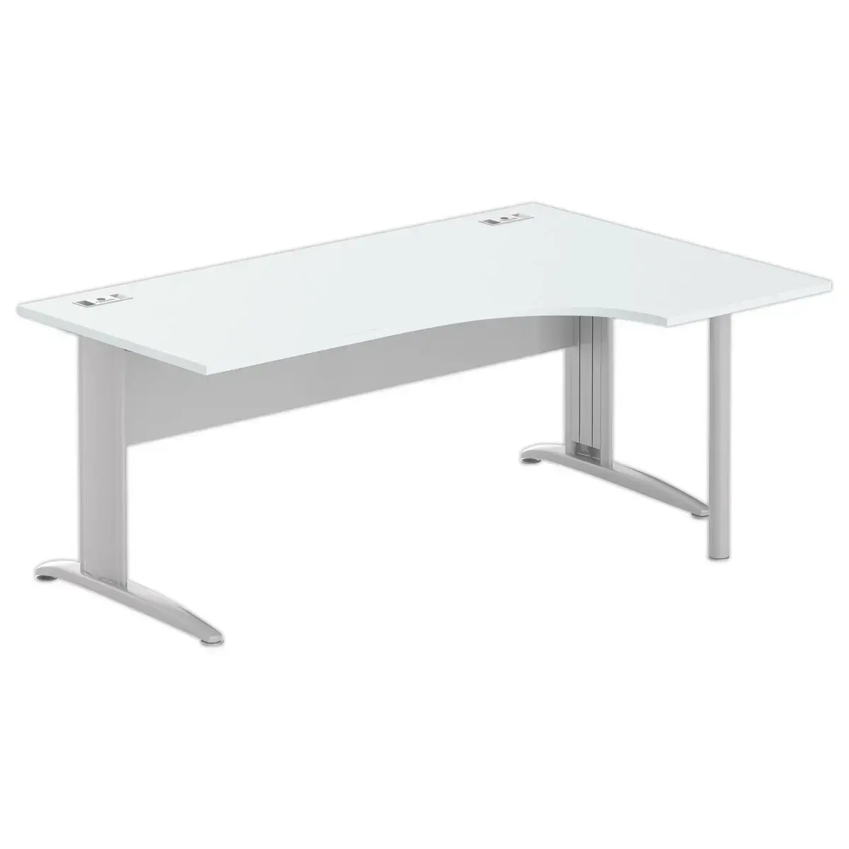 Bureau BUENOS AIRES compact retour à droite gris/alu, L180