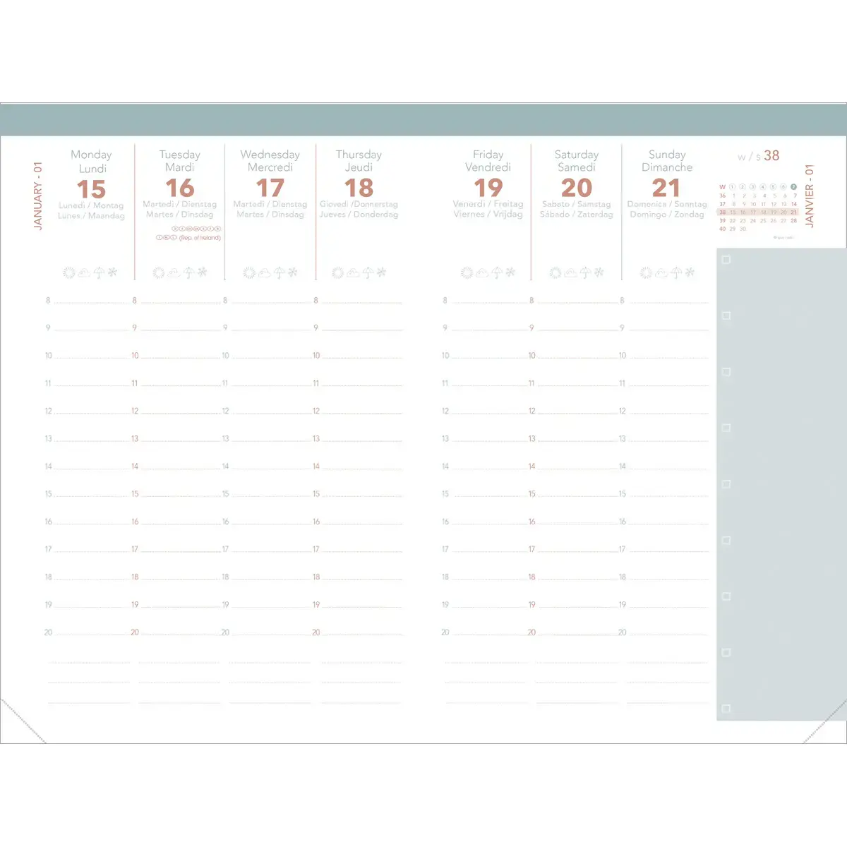 Agenda semainier QuoVadis MINISTRE COLOR ML Pastel - 16x24 - Vanille 
