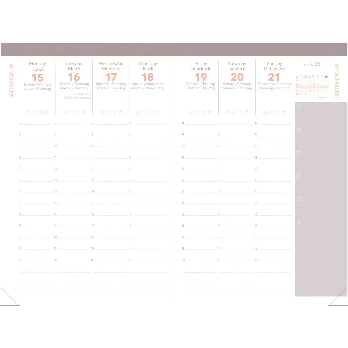 Agenda semainier QuoVadis MINISTRE COLOR ML Pastel - 16x24 - Vanille 