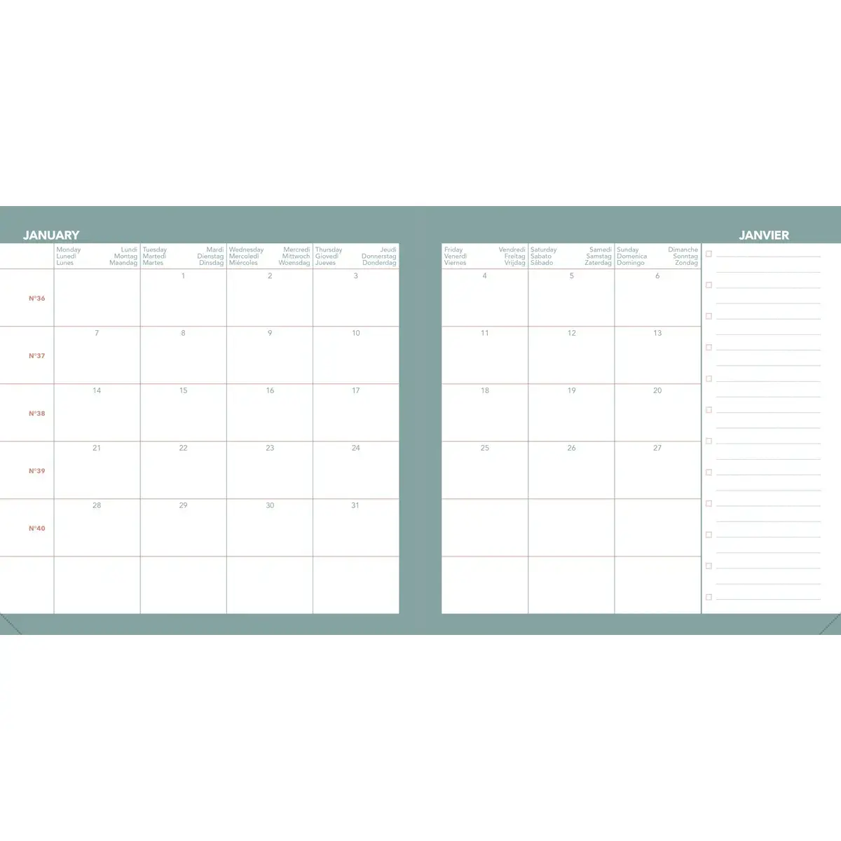 Agenda semainier AFFAIRES COLOR ML Ella - 10x15 cm - Beige - Décembre à décembre - QUO VADIS
