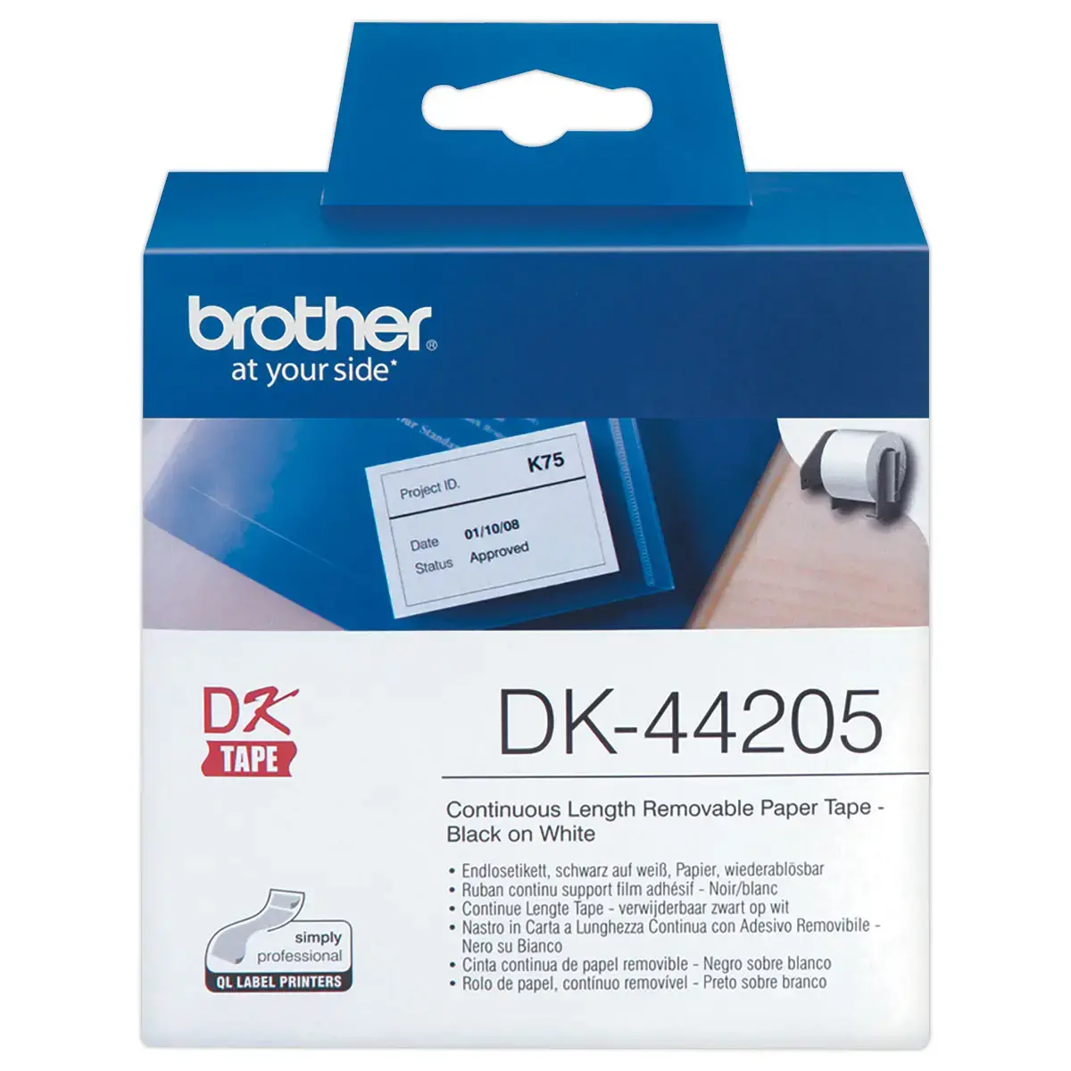 Ruban BROTHER DK44205 62mm Noir/Blanc