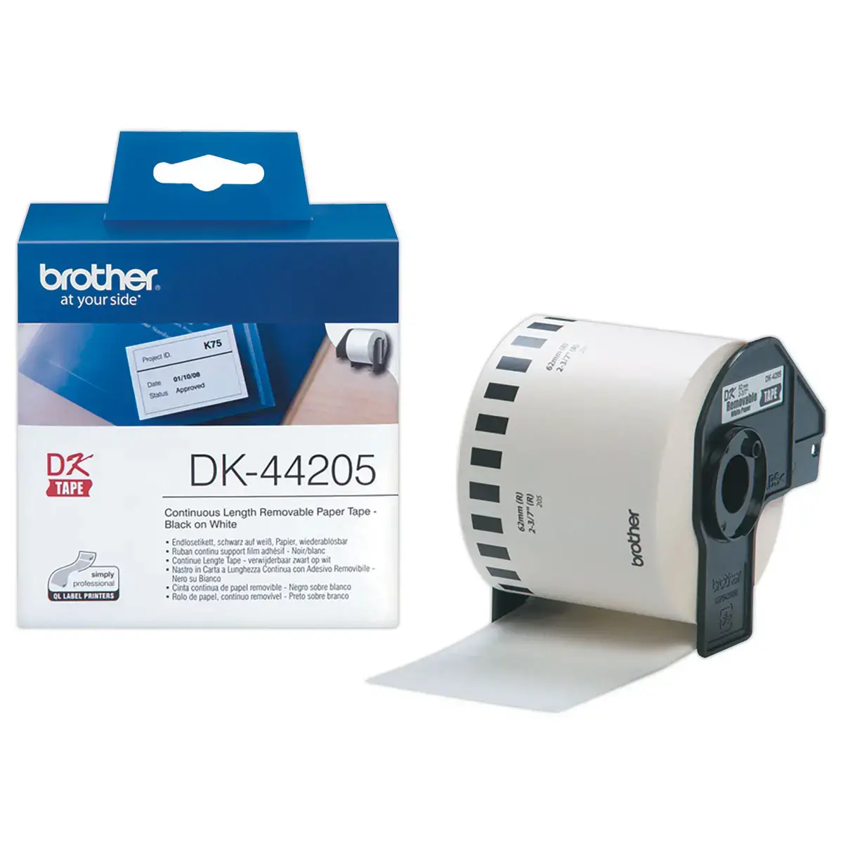 Ruban BROTHER DK44205 62mm Noir/Blanc