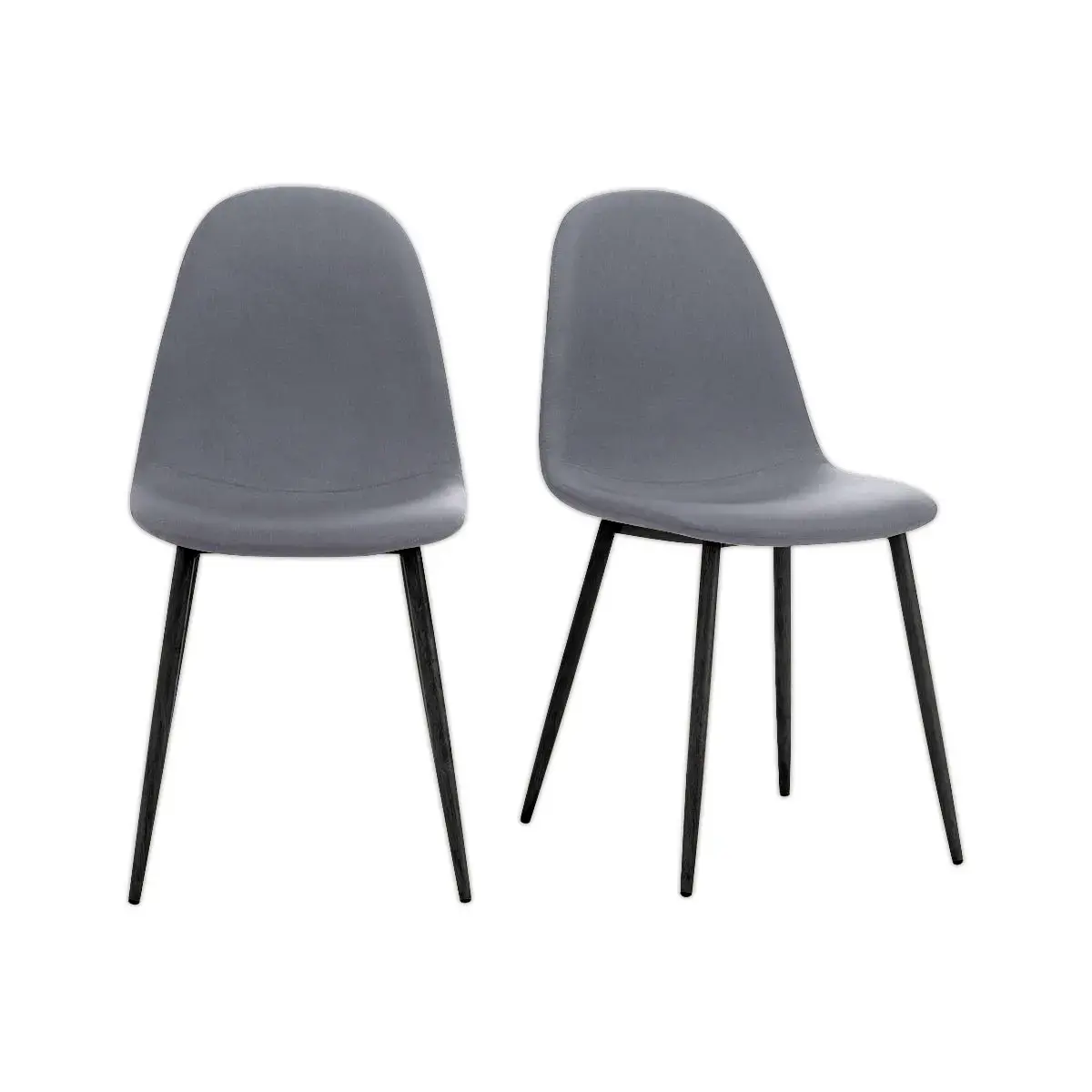 2 Chaises MUST H87 x P54 x L45 cm pied noir assise grise montées