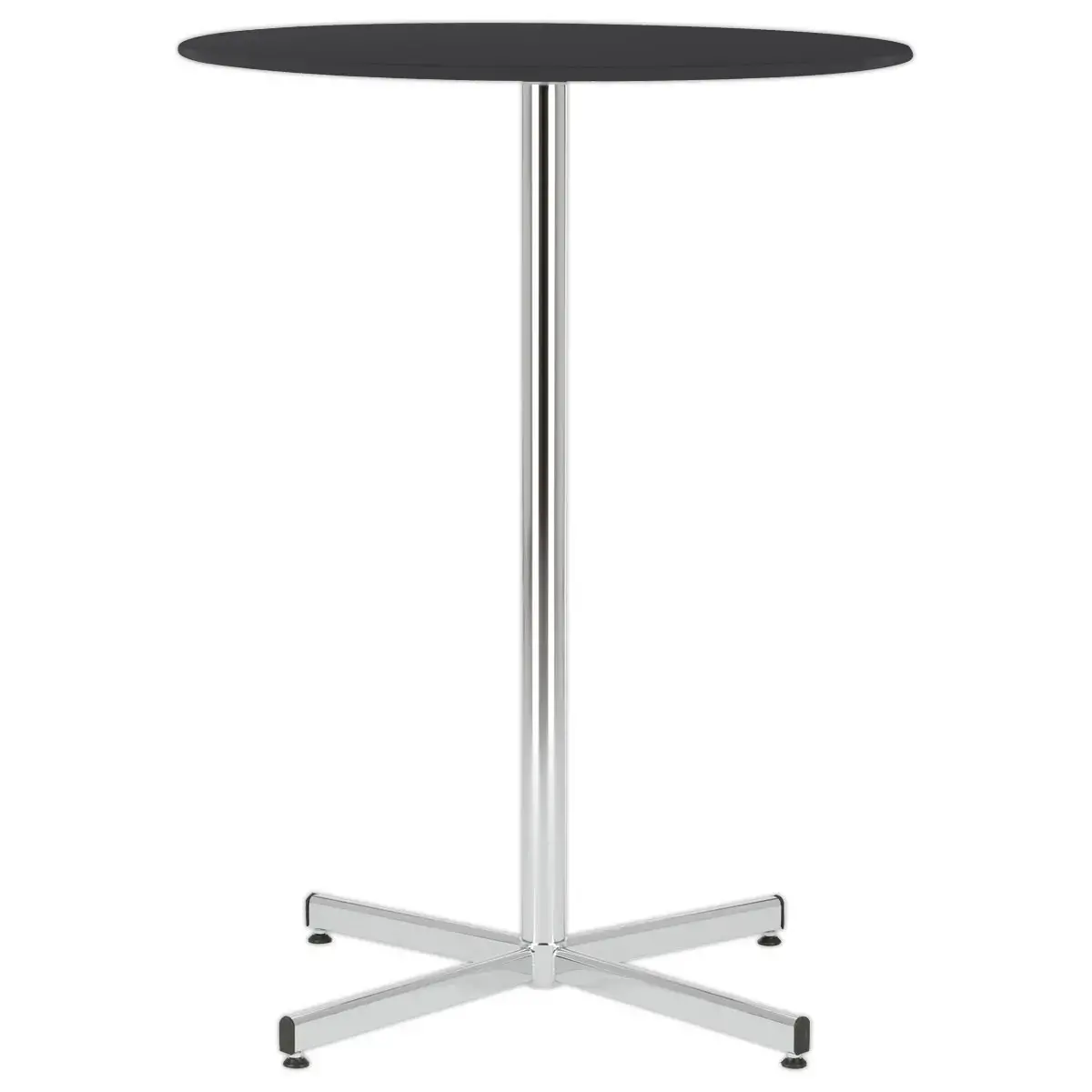 Table Cruzo H1100 Chrom&eacute;e  m&eacute;lamin&eacute; noir &oslash; 600 x 25 mm mont&eacute;e 