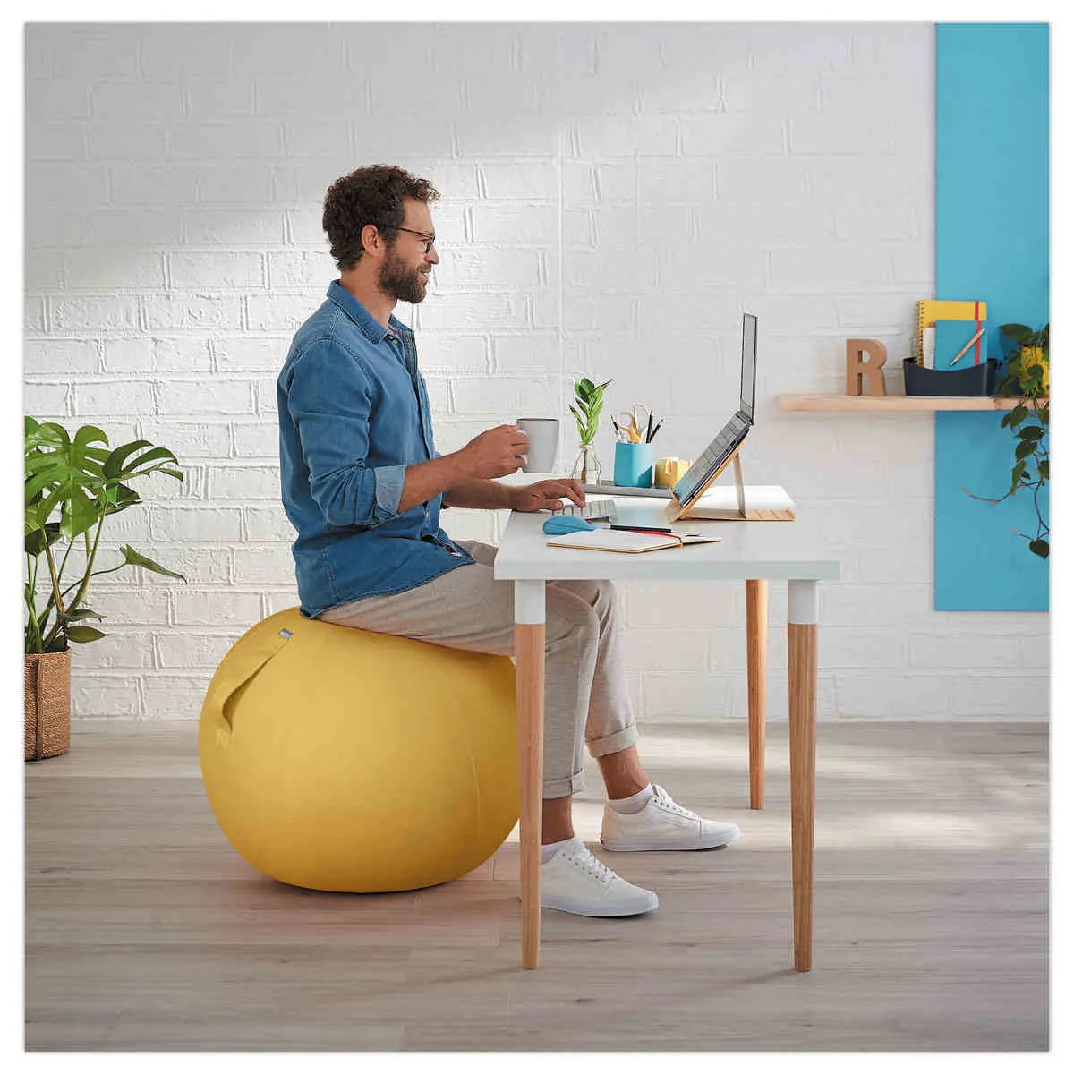 Ballon assise ergonomique Ergo Cosy Active - &Oslash;  65 cm - Jaune - Leitz 