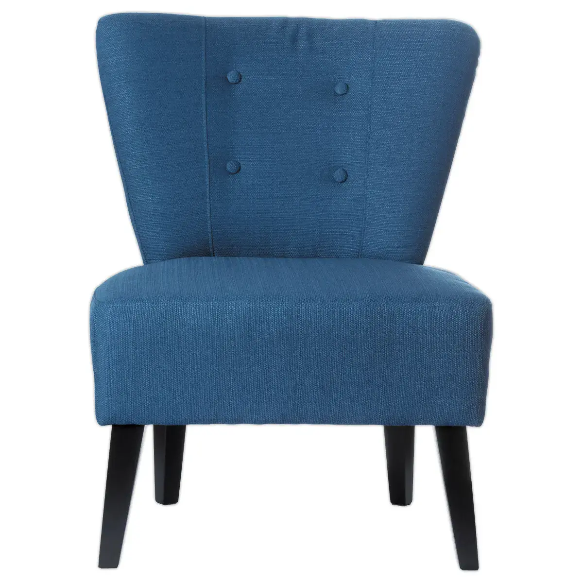 Fauteuil Brighton pieds noirs revêtement bleu monté