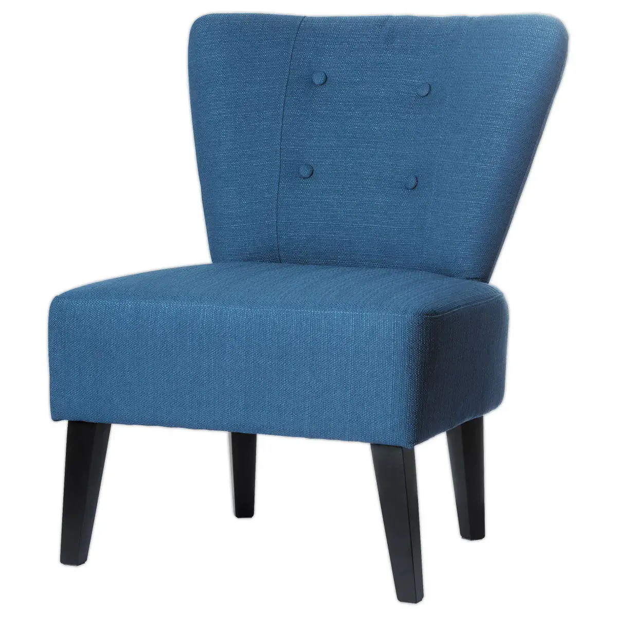 Fauteuil Brighton pieds noirs revêtement bleu monté