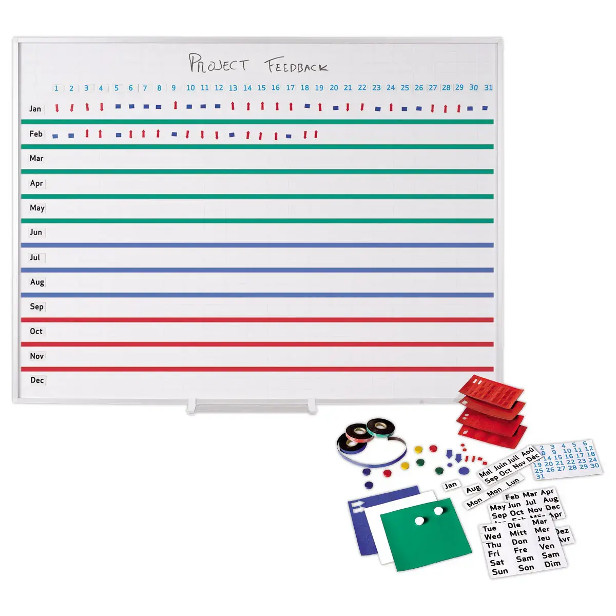 Planning magn&eacute;tique Kanban - 120 x 90 cm - Cases 5 x 2,5 cm - BI OFFICE 
