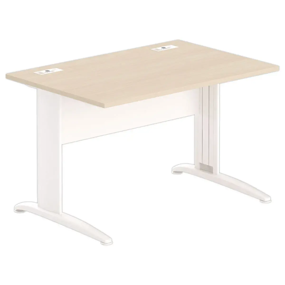Bureau Buenos Aires - 120 x 80 cm - Plateau acacia et pieds blancs - FIDUCIAL OFFICE SOLUTIONS