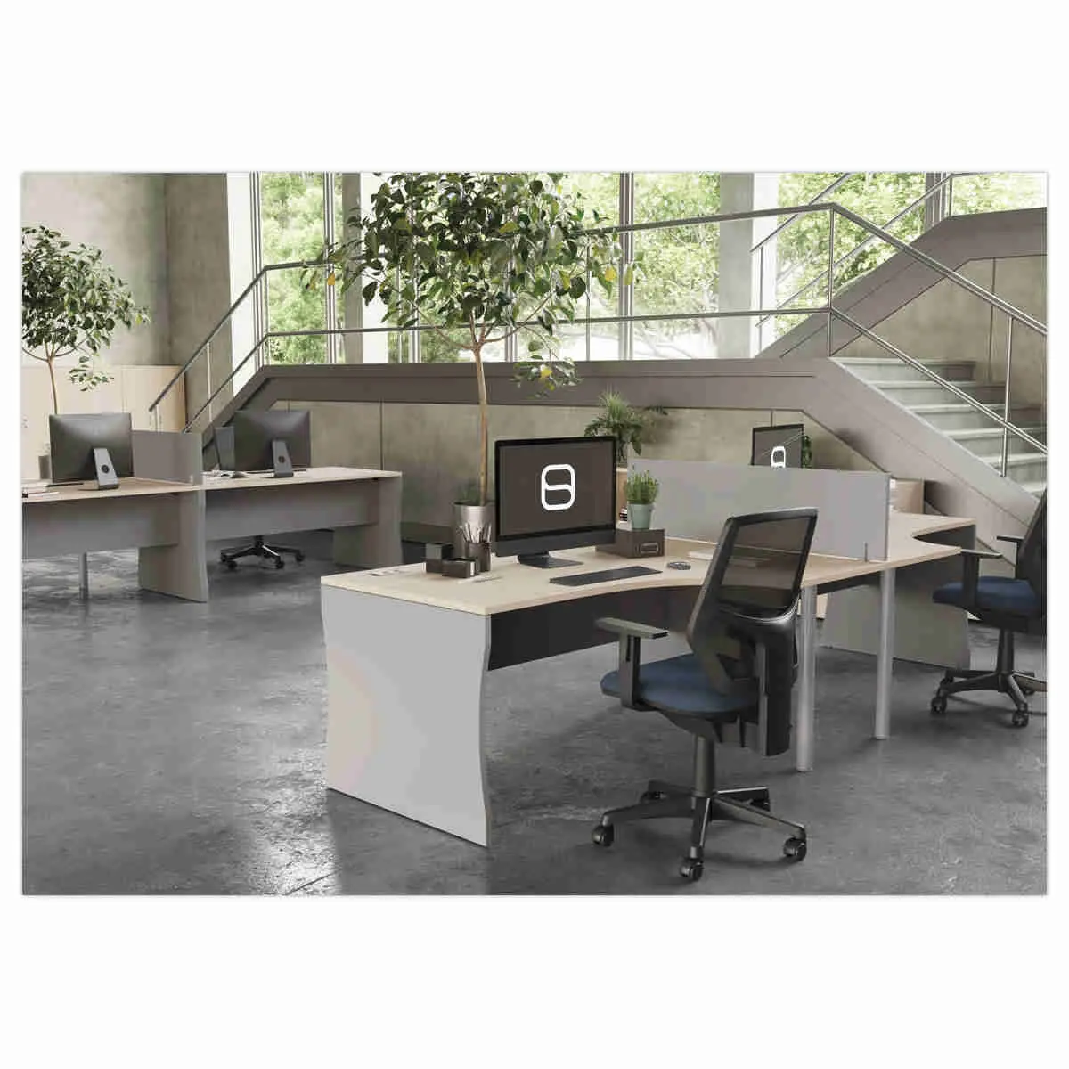 Bureau BUDAPEST compact retour à droite acacia L160