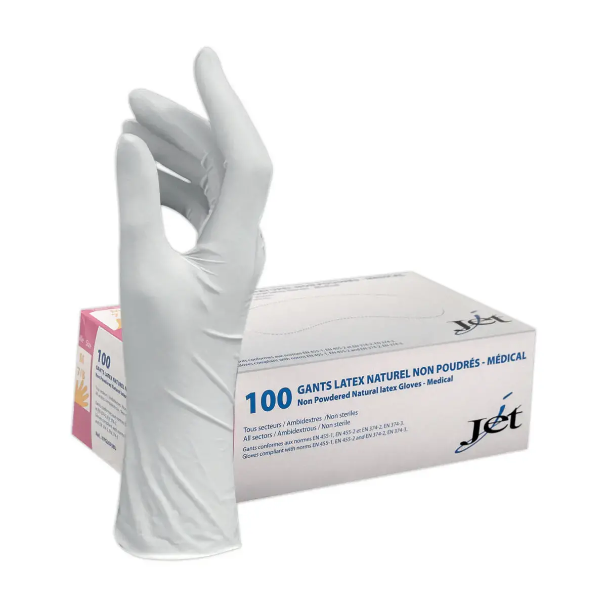 100 Gants en latex naturel non poudrés - Taille 8/M - Effet seconde peau