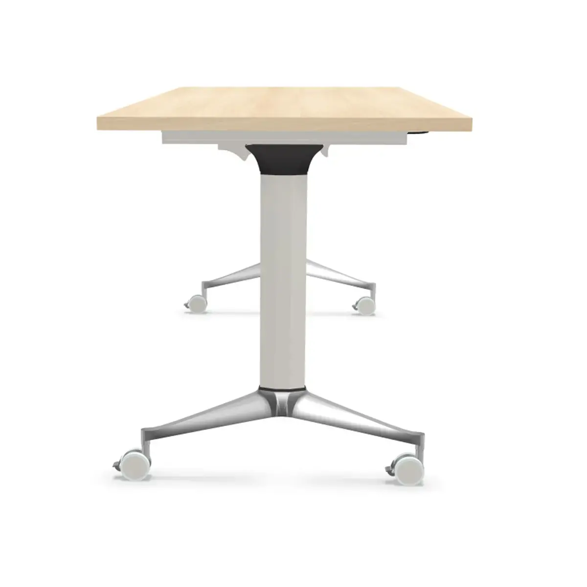 Table rabattable à roulettes - 150 x 70 cm - Acacia/alu