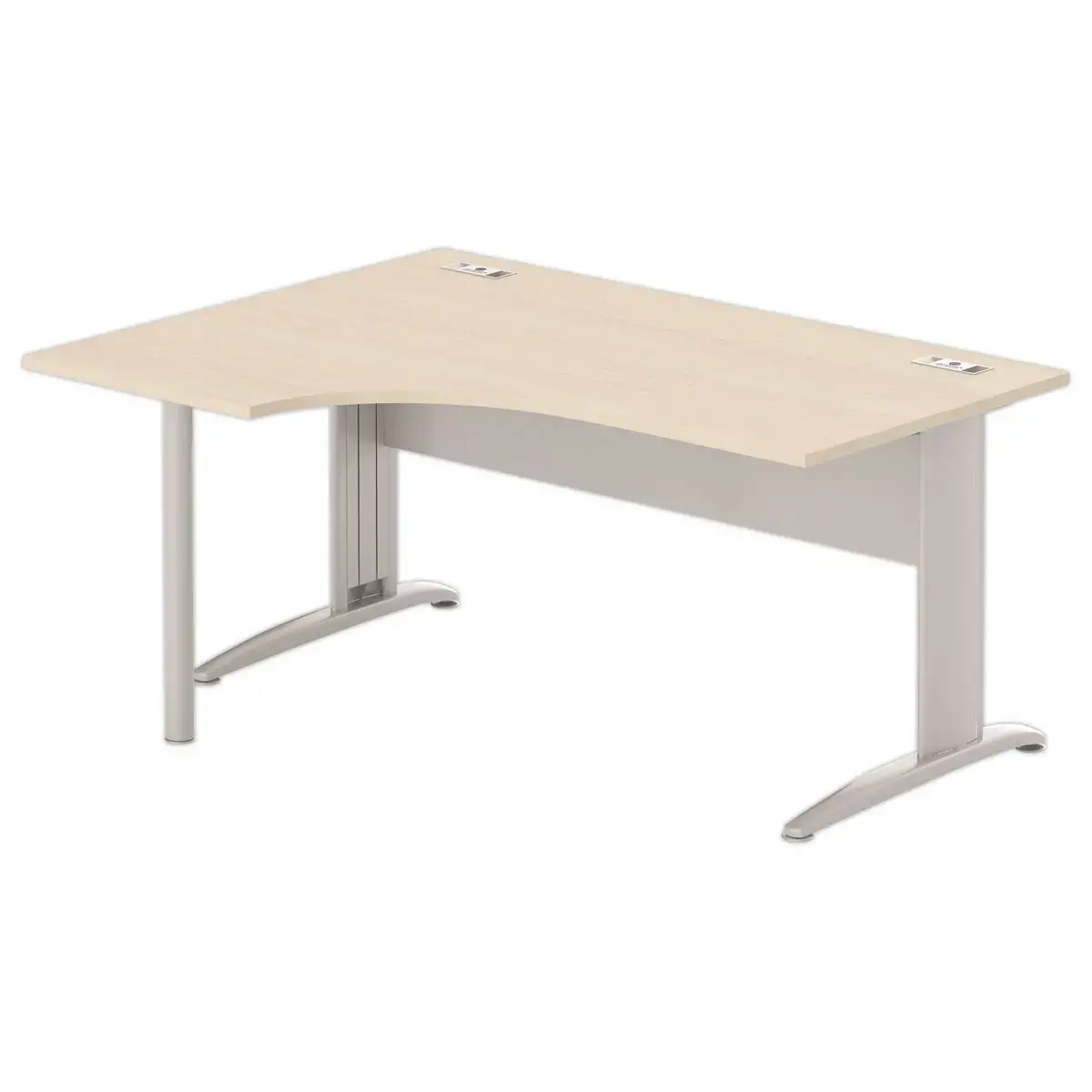 Bureau BUENOS AIRES compact retour &agrave; gauche acacia clair/alu 