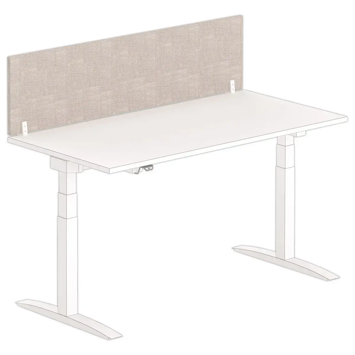 Cloisonnette acoustique pour bureau – 160 x 40 cm – Gris et fixations blanches