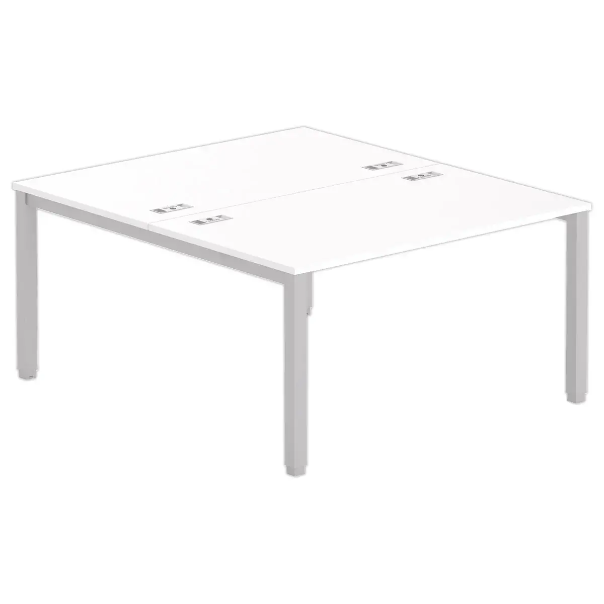 Bureau vis à vis 4 pieds 140 X 160 X 74 blanc/alu