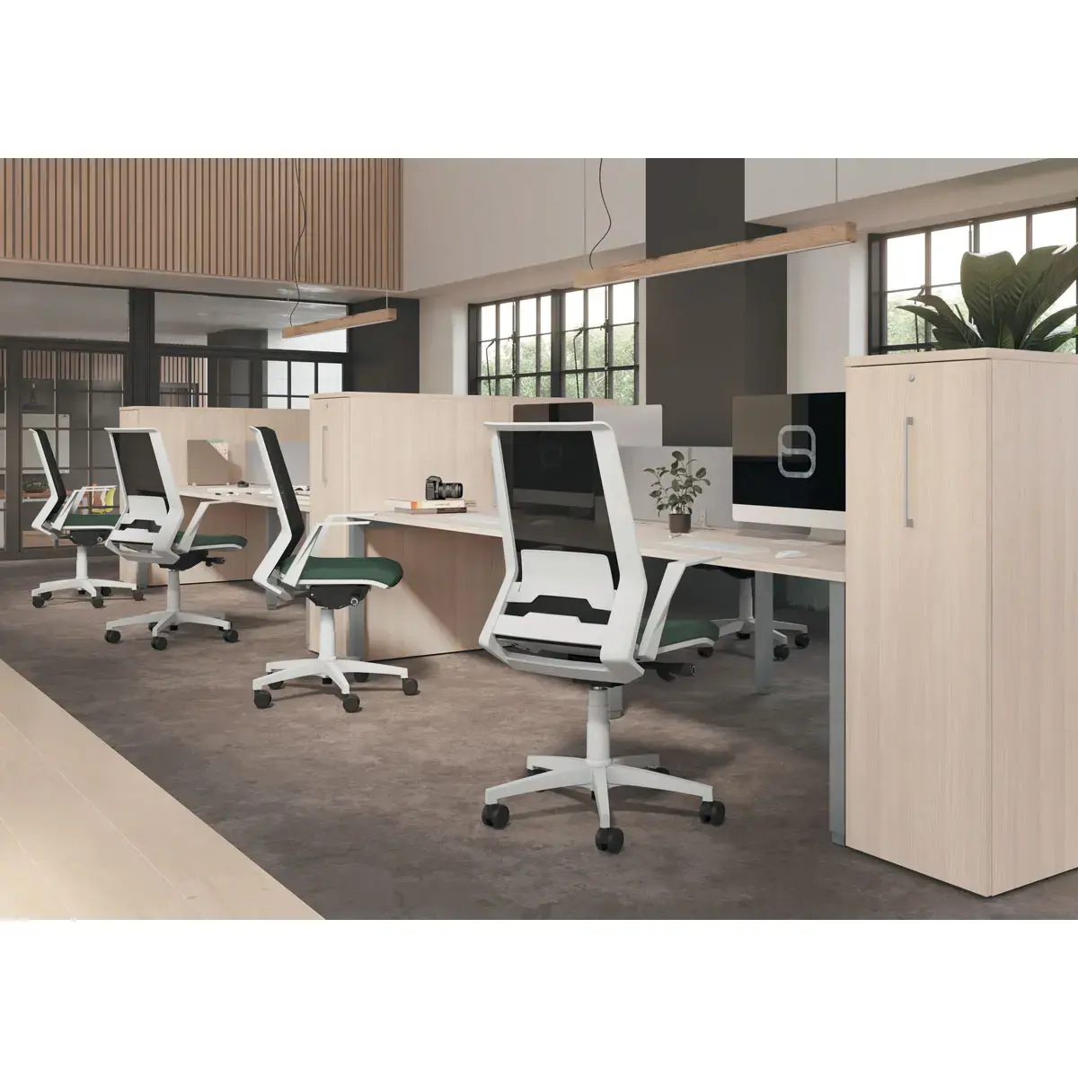 Bureau vis à vis 4 pieds 140 X 160 X 74 hêtre/alu
