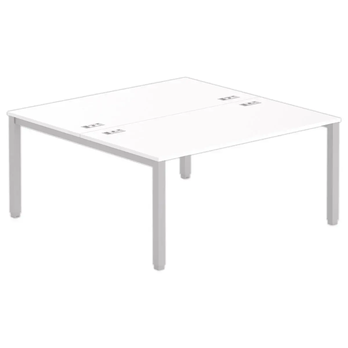 Bureau vis &agrave; vis 4 pieds 160 X 160 X 74 blanc/alu 