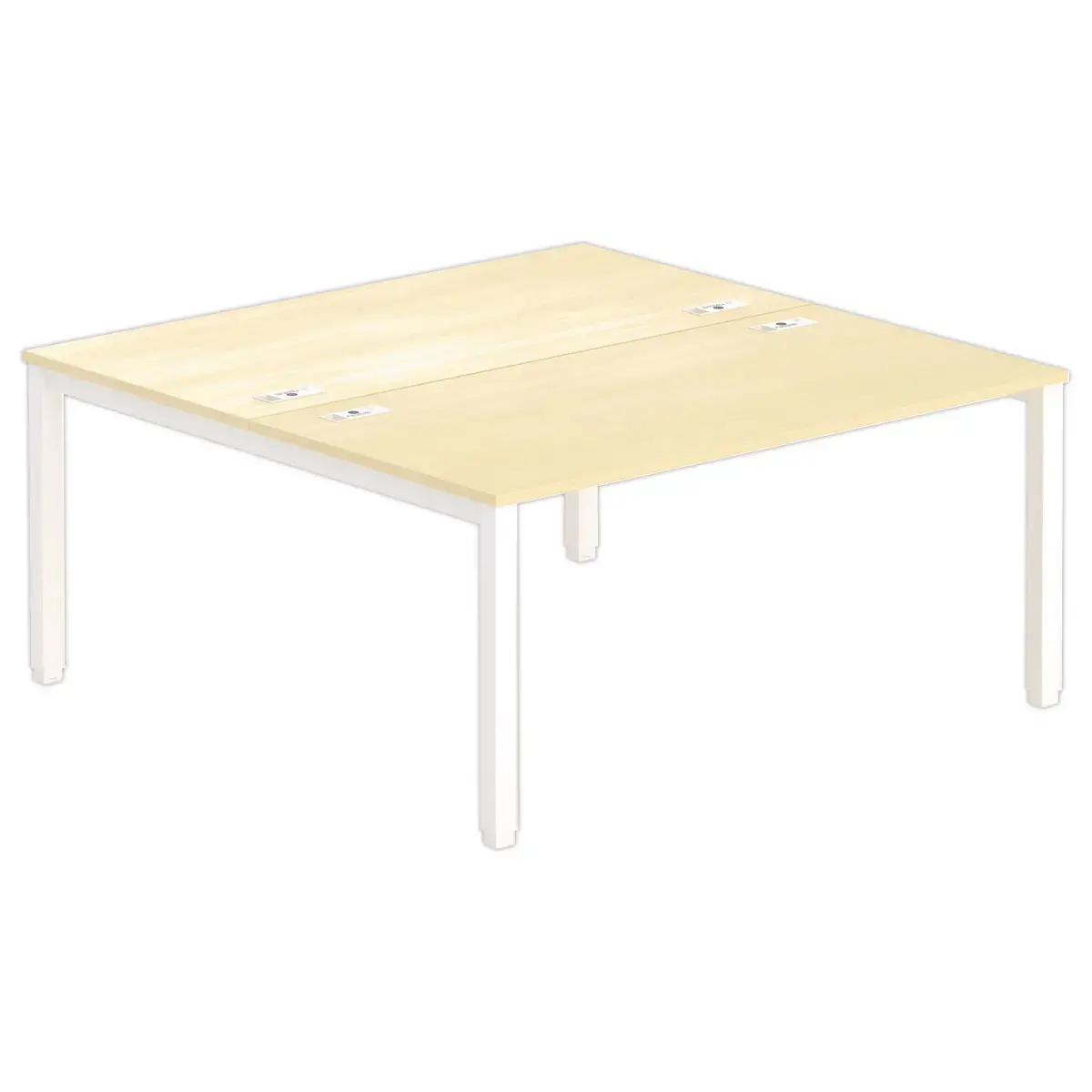 Bureau vis &agrave; vis 4 pieds 160 X 160 X 74 h&ecirc;tre/blanc 
