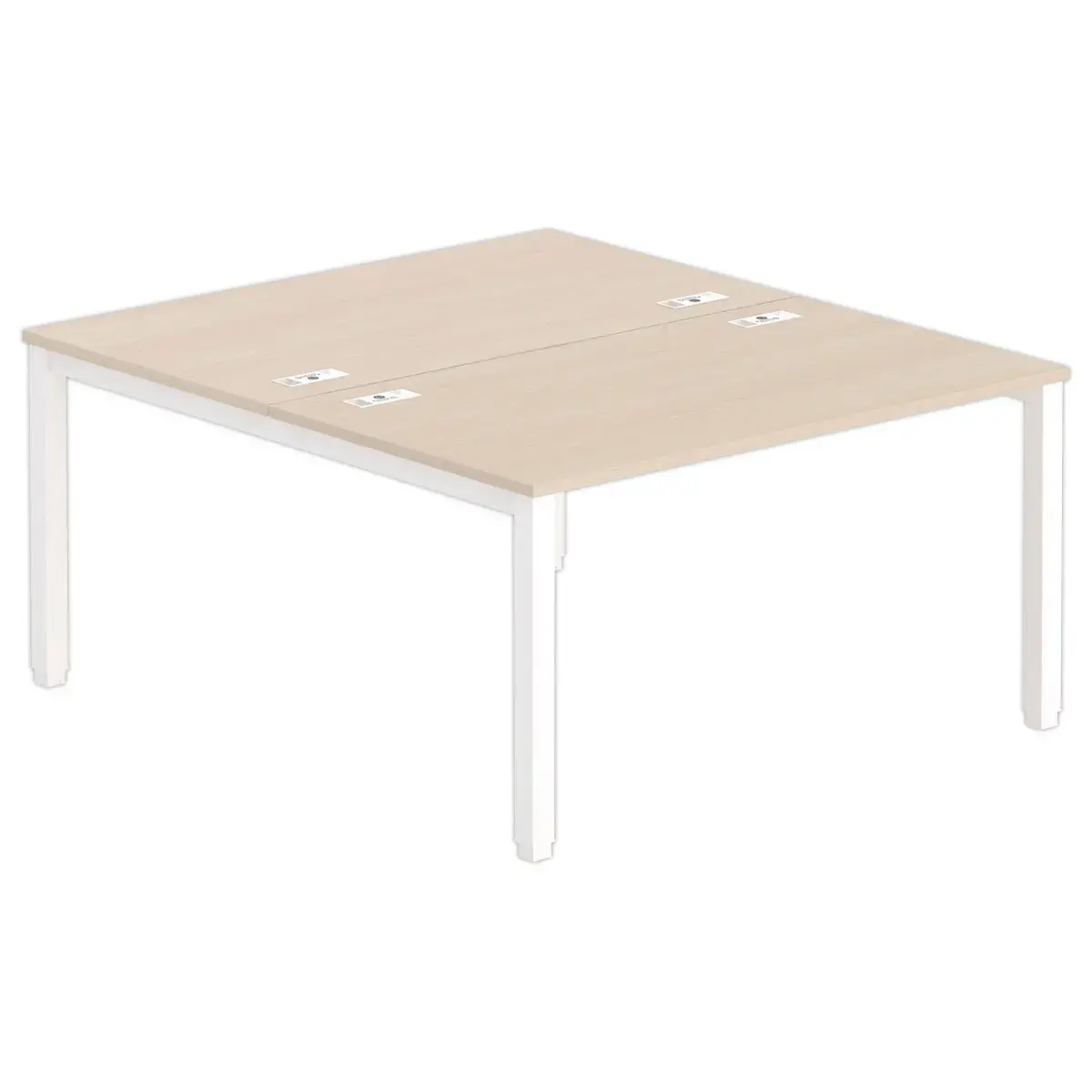 Bureau vis à vis 4 pieds 140 X 160 X 74 acacia/blanc