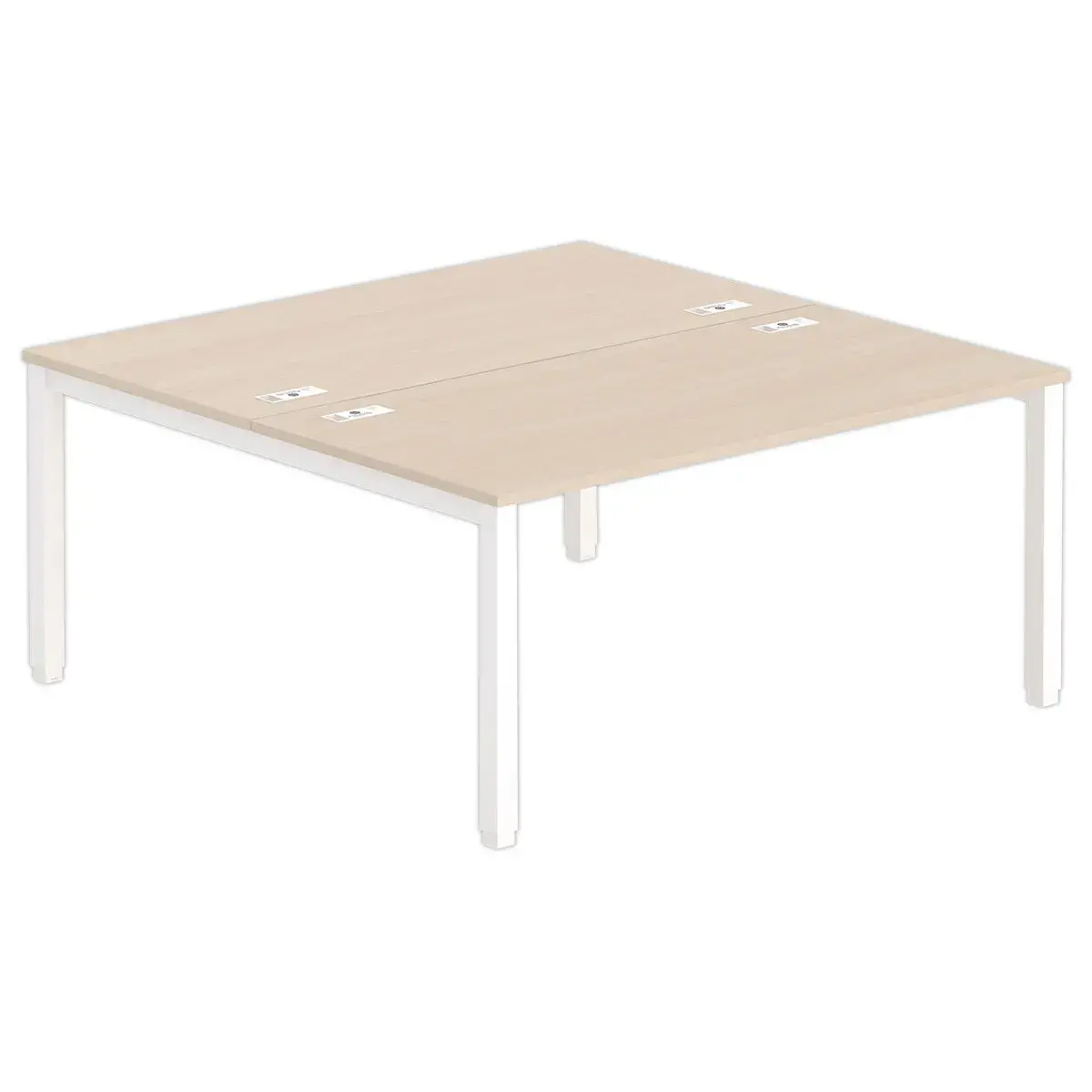 Bureau vis &agrave; vis 4 pieds 160 X 160 X 74 acacia/blanc 