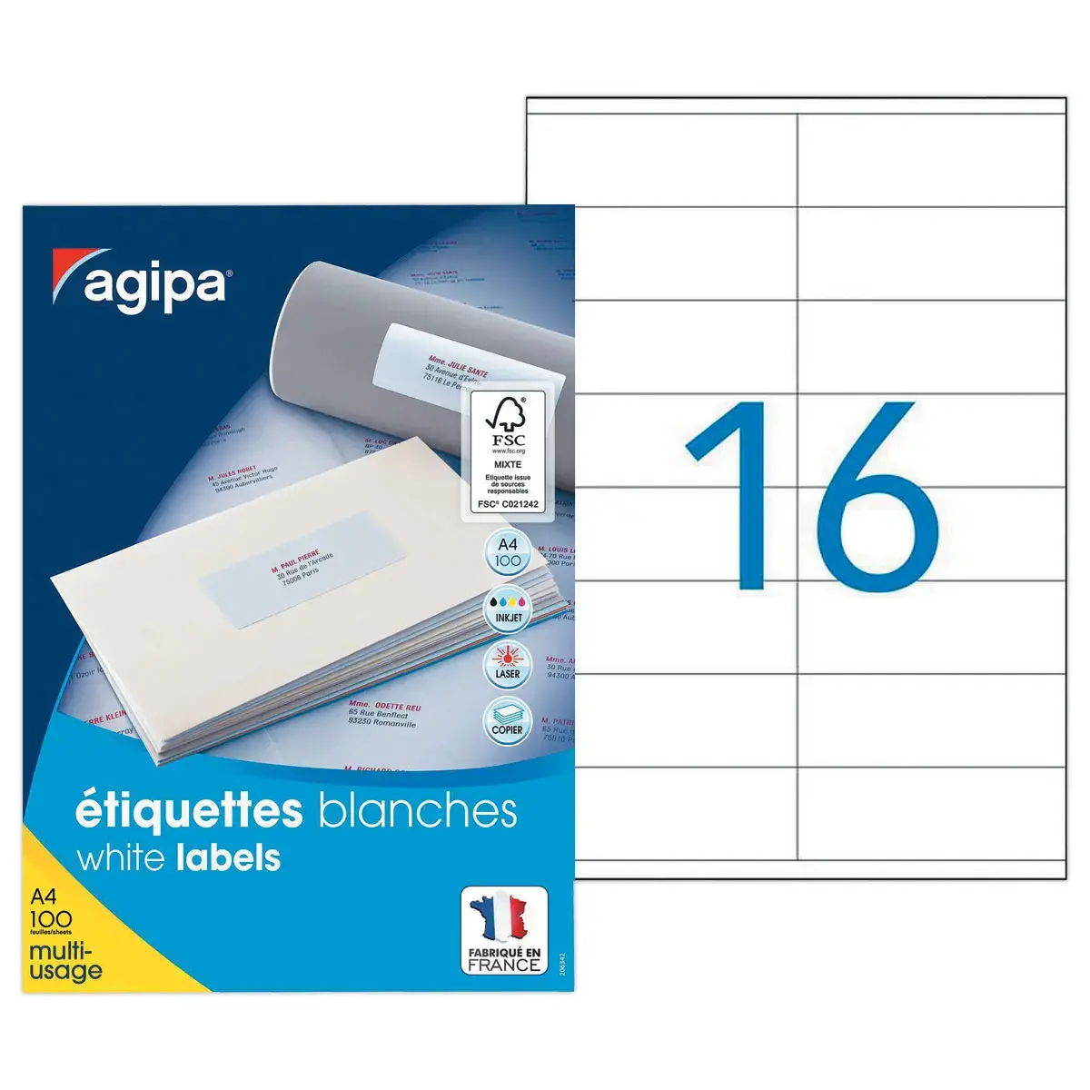 100 Planches d'étiquettes multiusages 105x35 mm - APLI