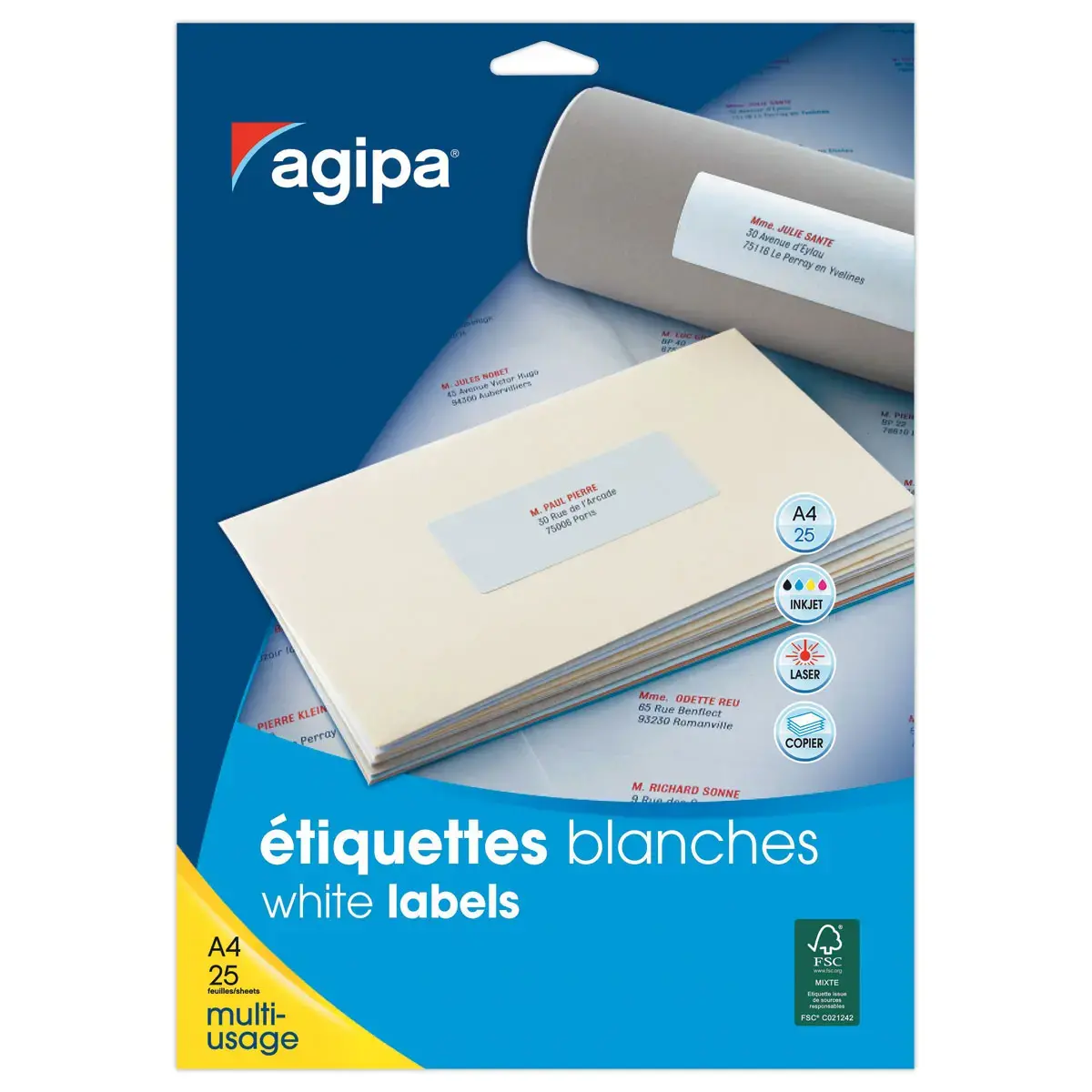 25 Planches d'&eacute;tiquettes 38,1x21,2 mm soit 1625 &eacute;tiq/bo&icirc;te 