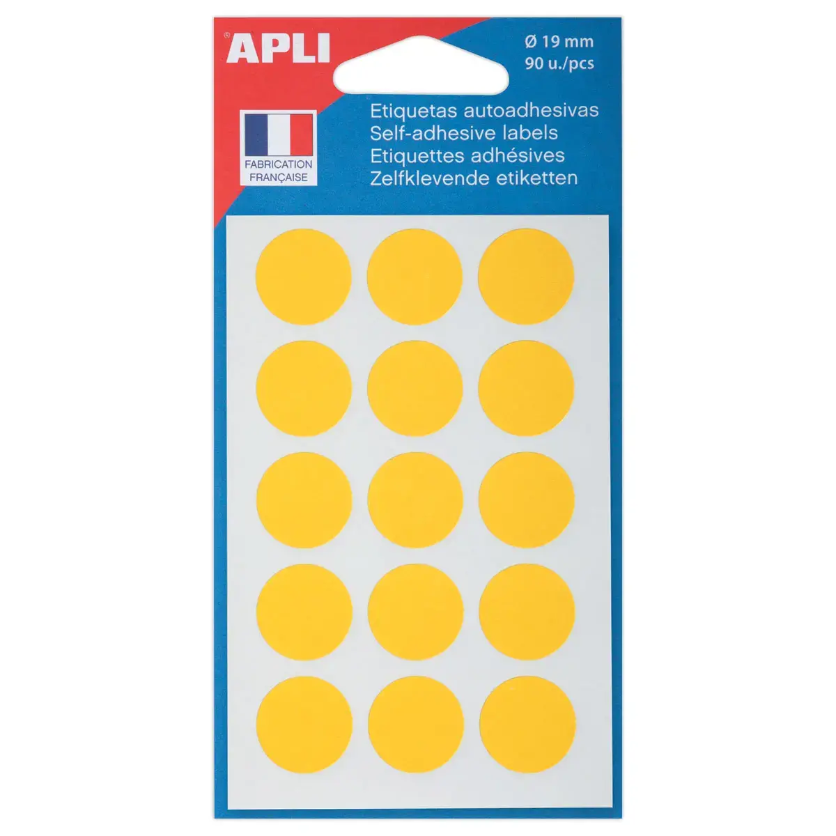90 pastilles gommettes de signalisation rondes, &Oslash;19 mm, jaune 