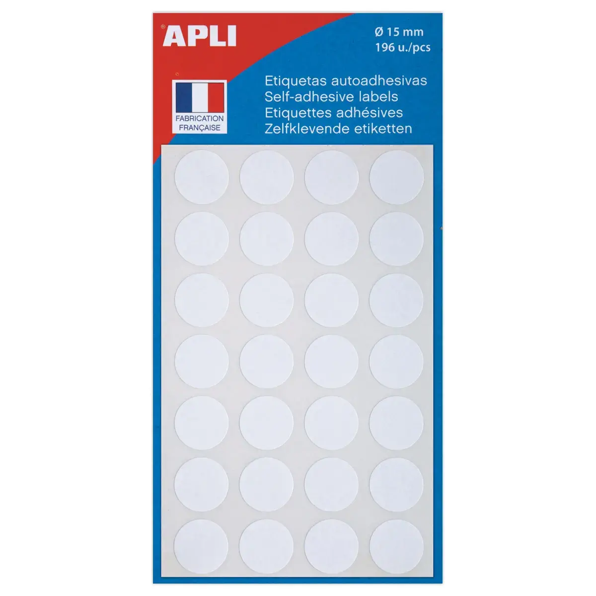 196 pastilles gommettes de signalisation rondes, Ø 15 mm,blanc