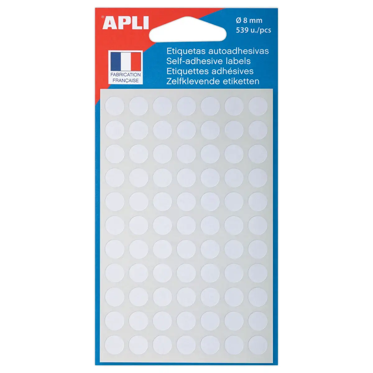 539 pastilles gommettes de signalisation rondes, &Oslash; 8mm, blanc 