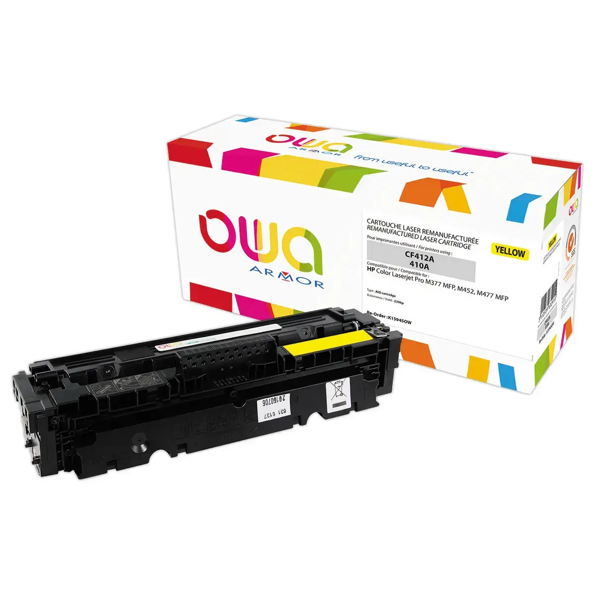 Toner &eacute;q. HP CF412A - Jaune - OWA 