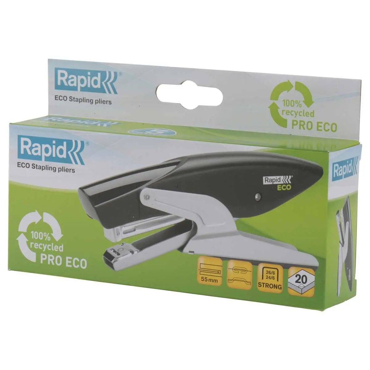 Pince agrafeuse recycl&eacute;e - 24/6-26/6 - Noir - RAPID Eco 