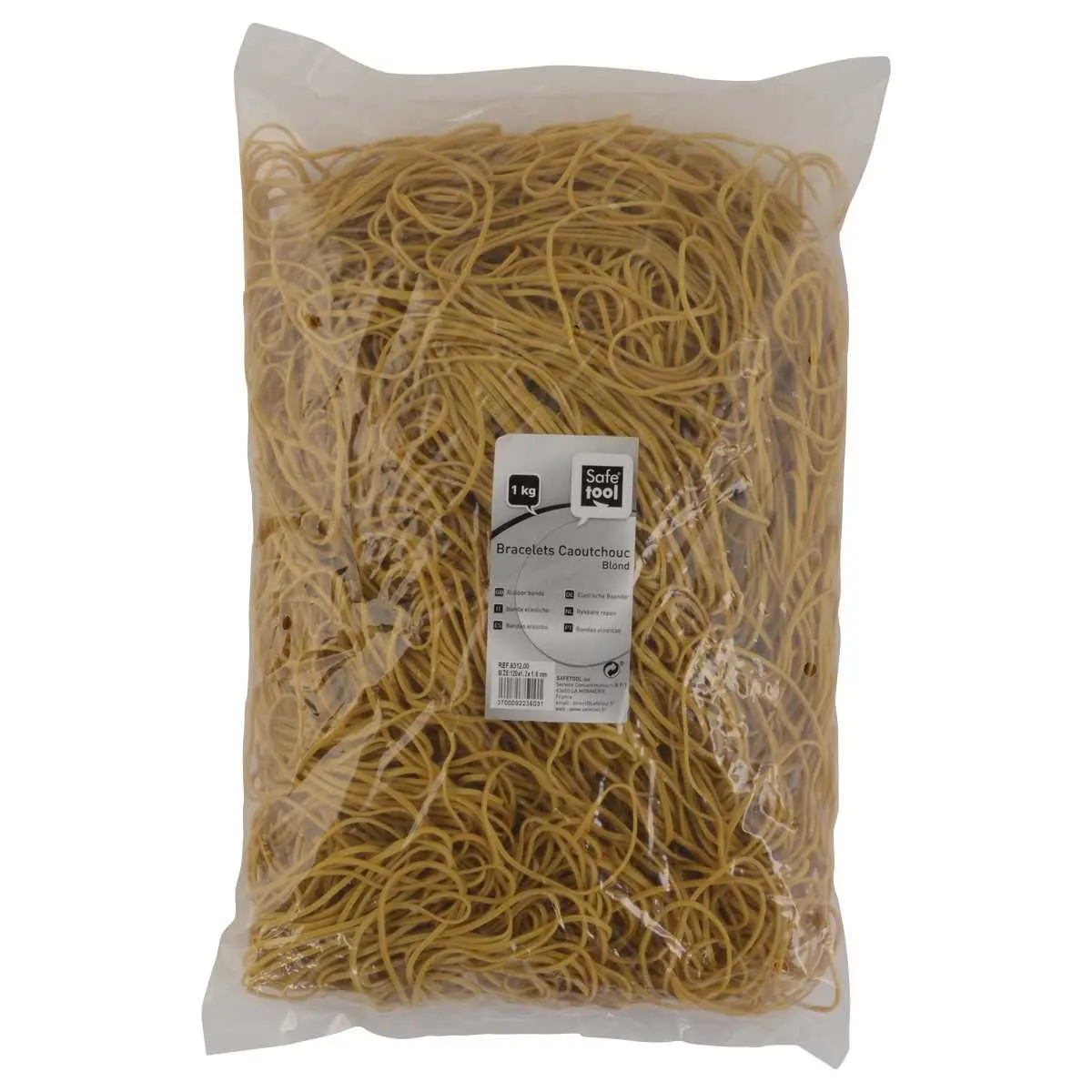 Sachet de 1 kg de bracelets élastiques étroits en caoutchouc - Blond - 120 mm - SIGN