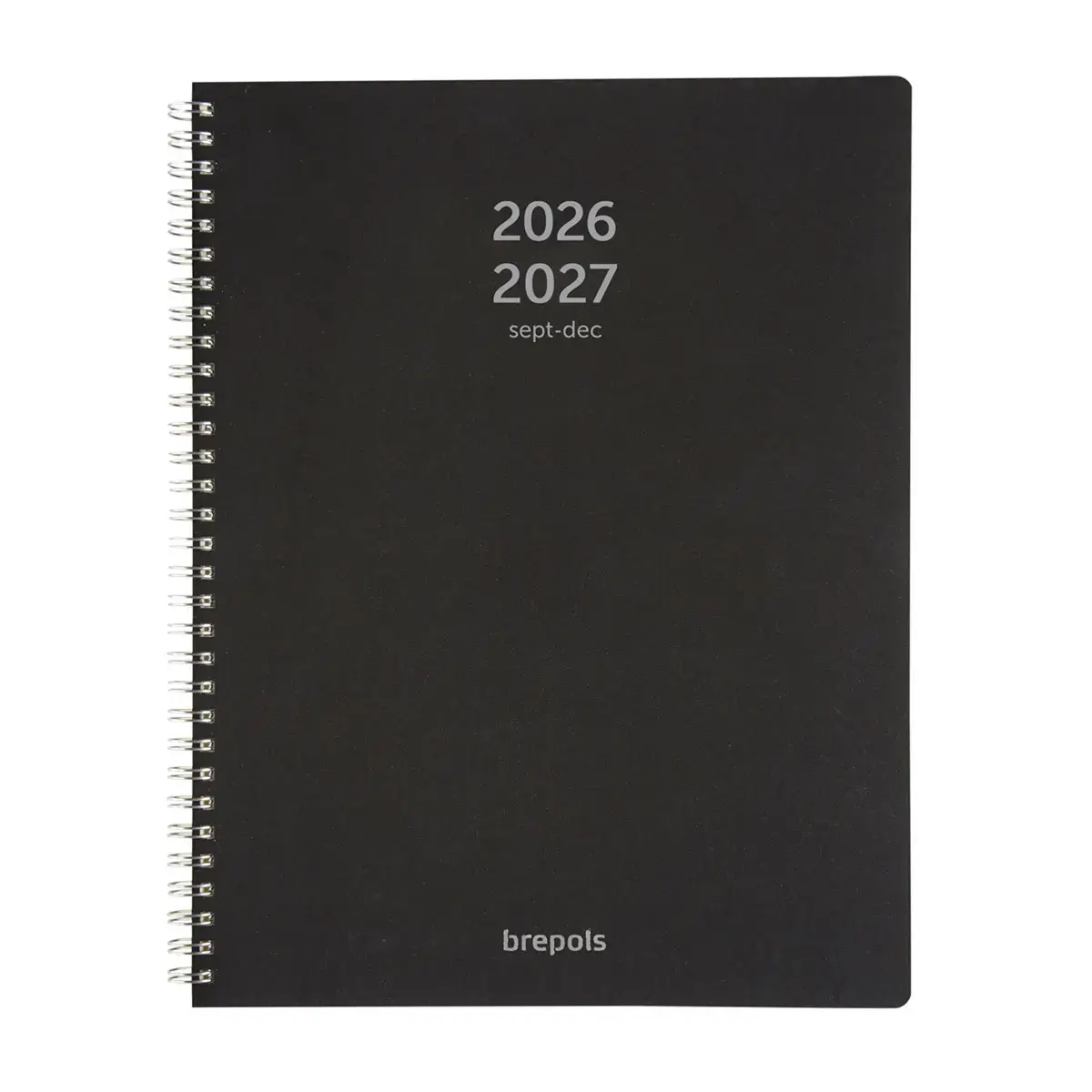 Agenda semainier à spirale A4 - Noir - Septembre 2026 à décembre 2027 - BREPOLS