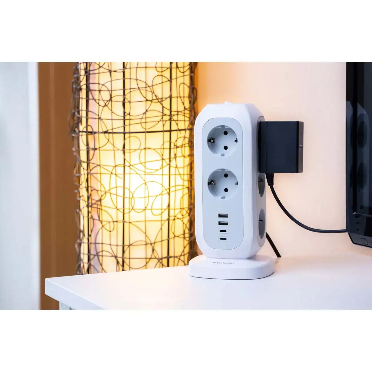 Multiprise WATTBALL compacte et mobile- Coloris : Blanc/gris 