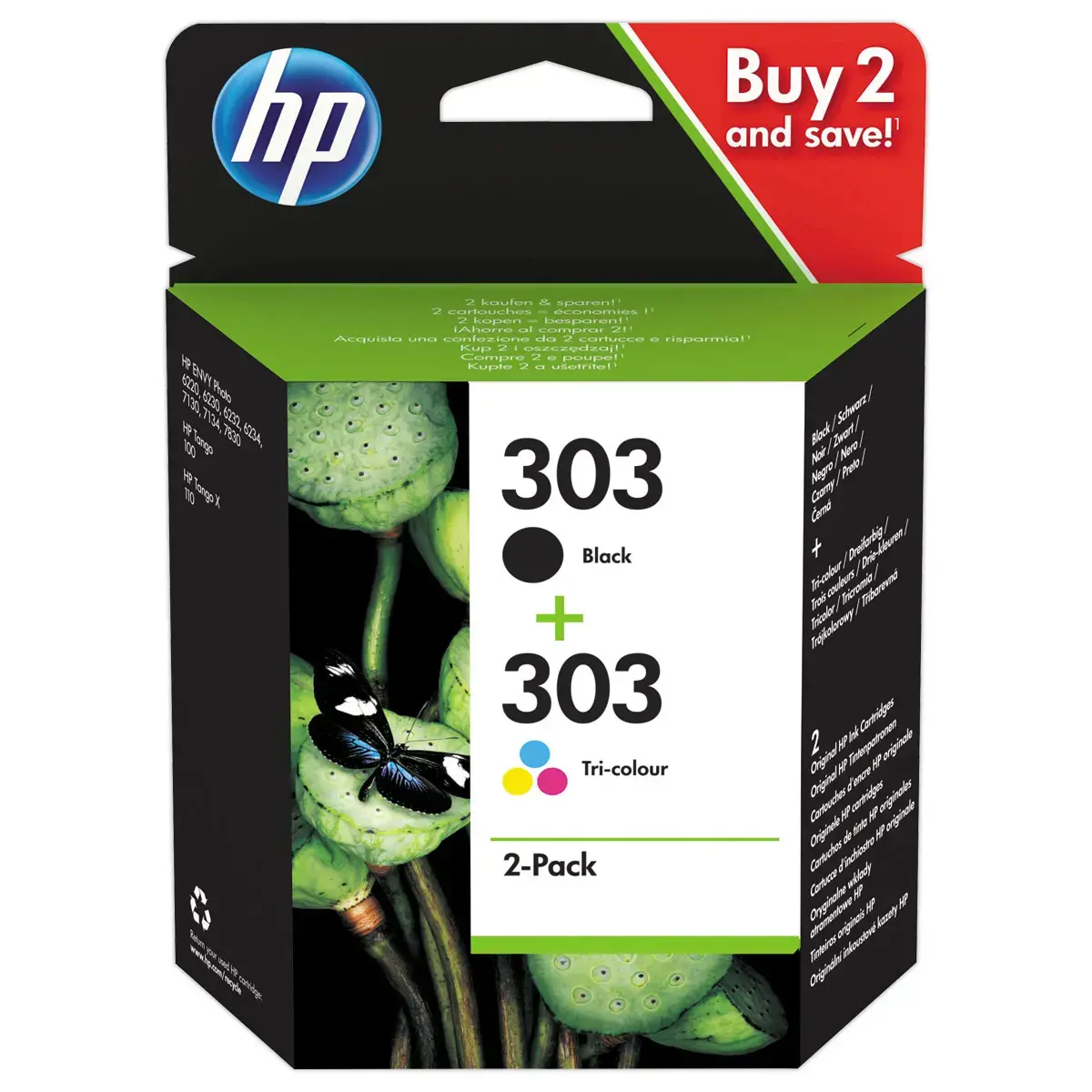 2 Cartouches jet d'encre 303 3YM92AE - 4 Couleurs - HP