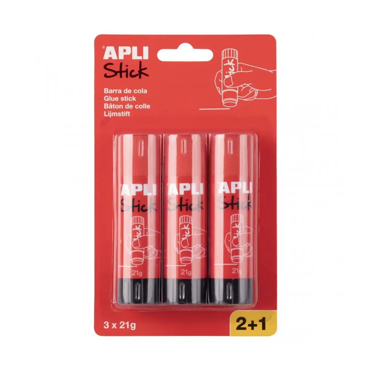 3 B&acirc;tons de colle (2 + 1 offert) - 21g - Apli 