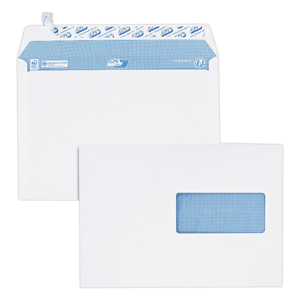 200 Enveloppes blanches avec fenêtre - 162 x 229 mm - GPV