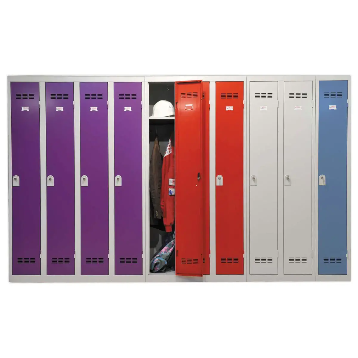 Vestiaire d'atelier 4 colonnes, H 180 xL 120 X P 50 cm gris/gris