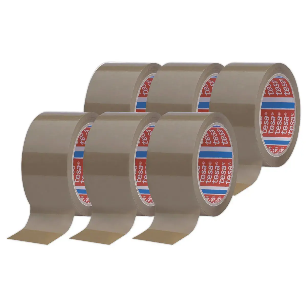 6 Rouleaux d'adh&eacute;sif d'emballage en polypropyl&egrave;ne - Havane - 66 m x 50 mm - Tesa 