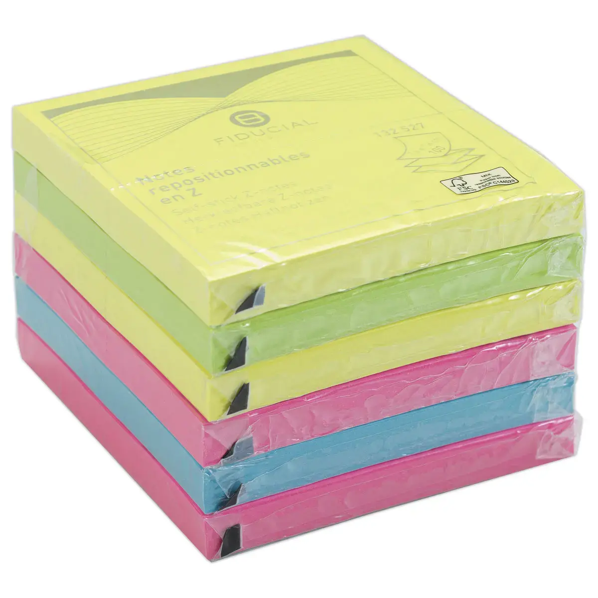 6 Blocs notes repositionnables en Z - coloris assortis - FIDUCIAL OFFICE SOLUTIONS 