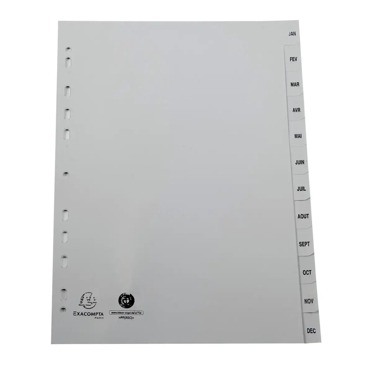 Jeu d'intercalaires mensuels FOREVER A4 - 12 touches - EXACOMPTA 
