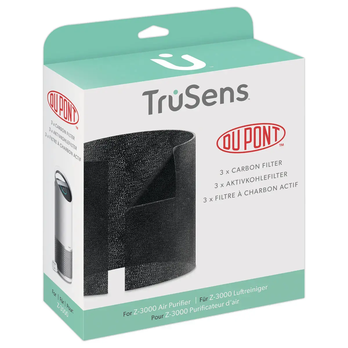 3 Filtres &agrave; charbon DUPONT pour purificateur d'air Z-3000 - LEITZ TRUSENS 