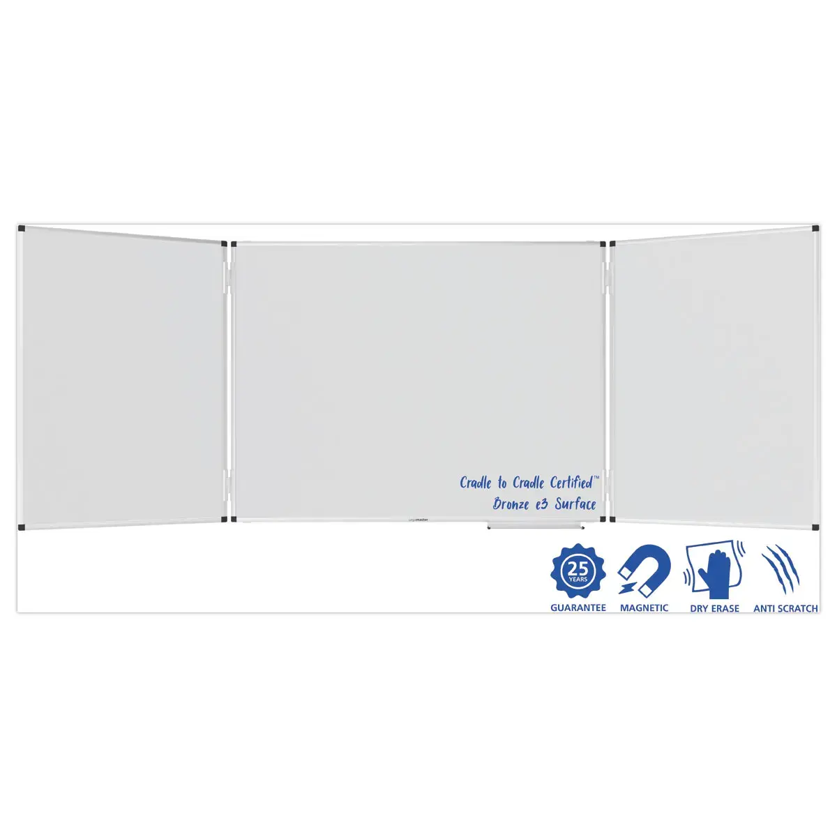 Tableau blanc triptyque UNITE PLUS - Surface émaillée - 90 x 120 cm - Legamaster